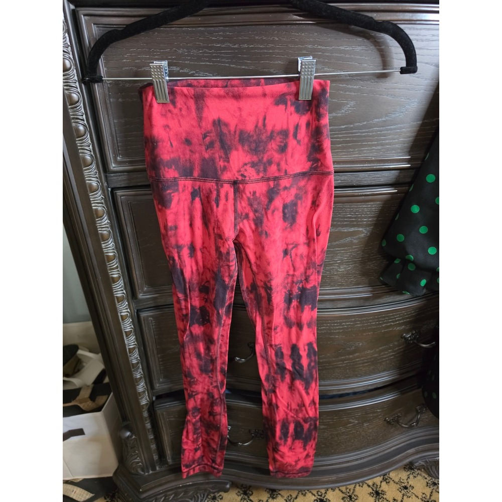 Lululemon Align High-Rise Pant 25 Marble Dye Solar‎ Orange Black Leggings Size 2